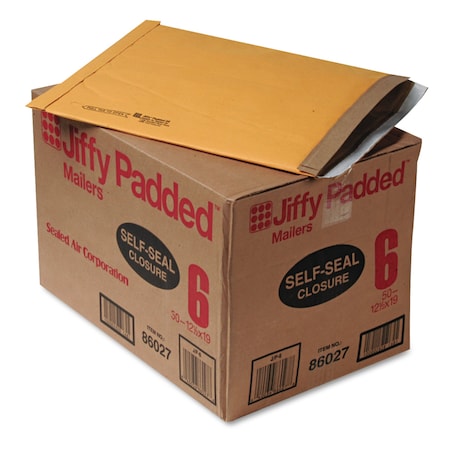Sealed Air Padded Mailer, No 6, Paper Lining, Self-Adhesive, 12.5x19, Kraft, PK50 64371